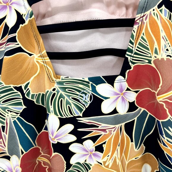 New Hurley Black Floral One Piece Open Back Swimsuit Womens Size XS - Picture 6 of 8